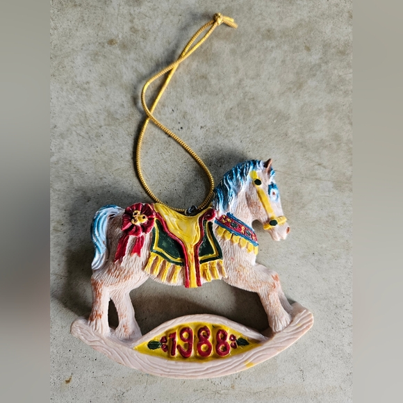 Vintage 1988 Eaton Christmas Treasure hand painted rocking horse ornament in box - Picture 8 of 8